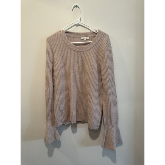 MADEWELL Sweater Dusty Pink Bell Sleeve Wool Blend Pullover Knit Women's M - Picture 1 of 3